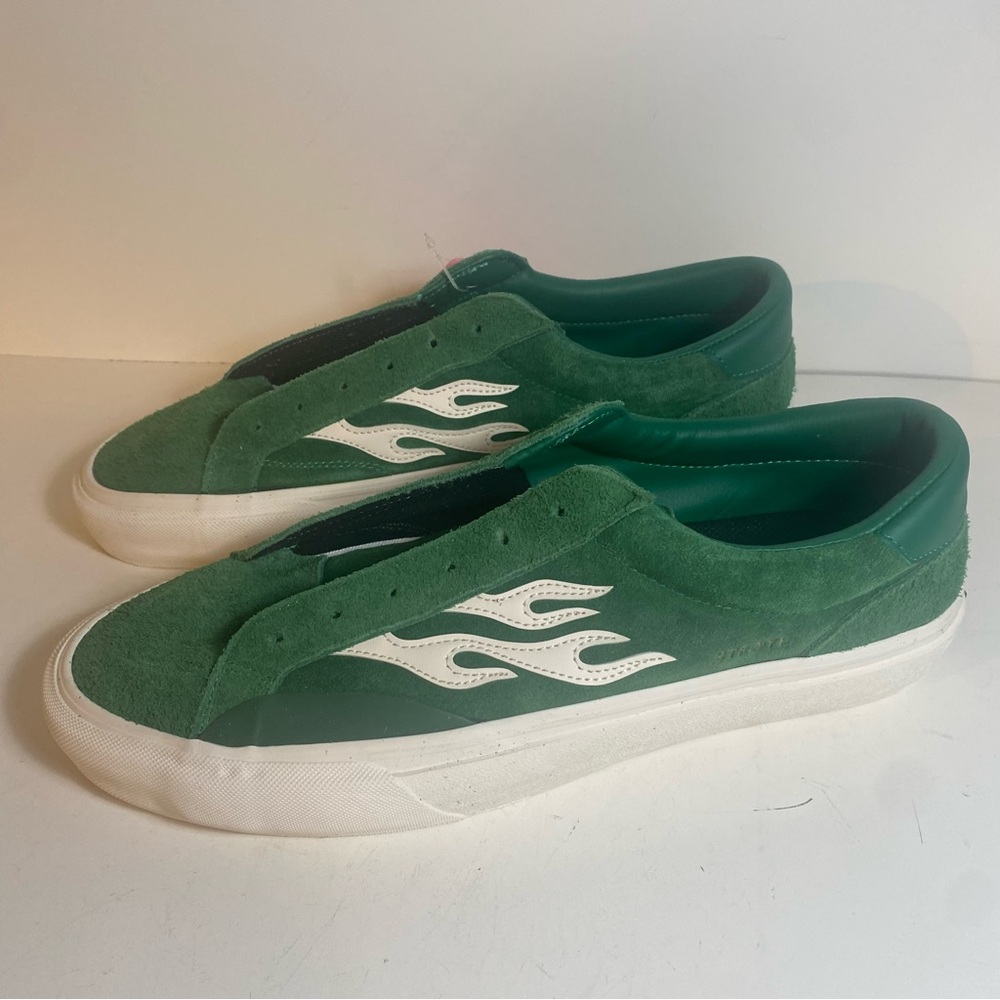 Straye Logan Puff Green Suede White Flame Skate Shoes Size 14